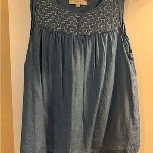 LOFT Blue Embroidered Women's Top